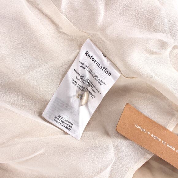 Reformation Veida Silk Maxi Dress NEW Almond Fitted A Line Cap Sleeves Size 6 - Picture 8 of 8